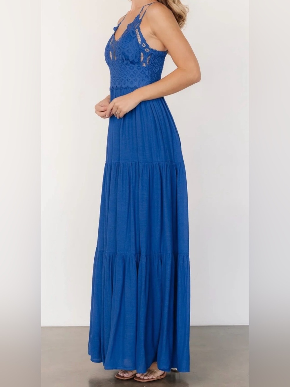 Blue Baltic Born Crochet Bodice Maxi Dress Size XL NWT